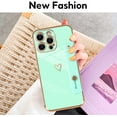 thumbnail image 4 of Compatible with iPhone 14 Pro Max Case for Women Girls,Soft TPU Cute Love Heart Plating Bumper Wristband Holder Bling Phone Case Slim Anti-Scratch Shockproof Luxury Case Cover(Luxury Green), 4 of 14