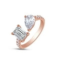 thumbnail image 5 of 2 1/2 Carat Emerald, Pear & Round Cut Lab Created Moissanite Adjustable Toi Et Moi Half-Eternity Engagement Ring For Women In 14K Rose Gold Over Sterling Silver(G-H Color, VVS1 Clarity, 2.50Cttw)-6, 5 of 8