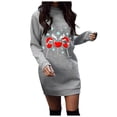 thumbnail image 2 of BLTIBY Christmas Sweatshirt Dress for Women 2024 Xmas Print Winter Autumn Round Neck Casual Soft Long Sleeve Fashion Pullover Dresses Outfit Trendy Gray 2 XL, 2 of 4