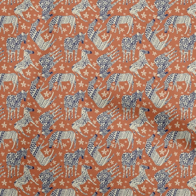 oneOone Georgette Viscose Brown Fabric Animal with Flower Sewing Craft Projects Fabric Prints by Yard 42 Inch Wide