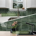 thumbnail image 2 of Backsplash Tile MOONFUN, vinilo hexagonal largo, verde, 10 unidades, 2 of 9