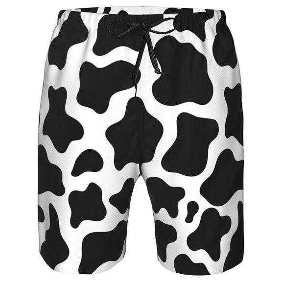 Mens Shorts Lightweight Cow Stripes Loungewear Pants Stretch Outdoor Summer Shorts Black L