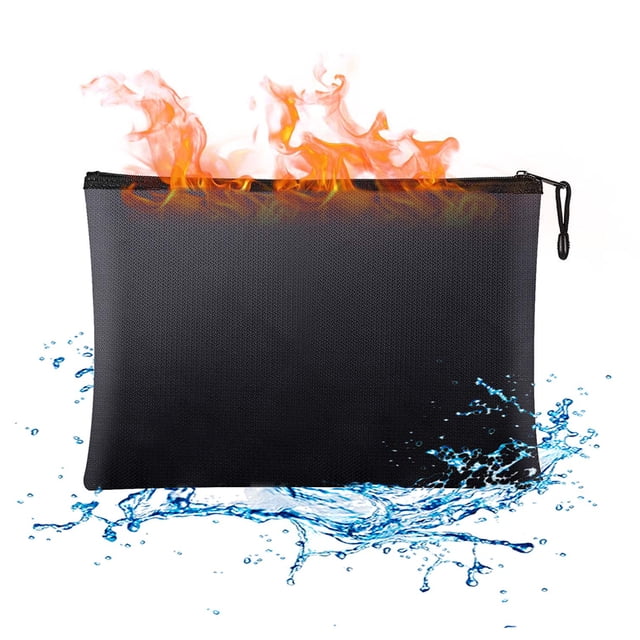 Fireproof Safe Money Document Bags - 2 Pack 13.4" x 9.4" Waterproof Zipper Bag, Fire & Water Resistant Storage Organizer Pouch for A4 Documents Holder,File,Cash,Passport,Tablet
