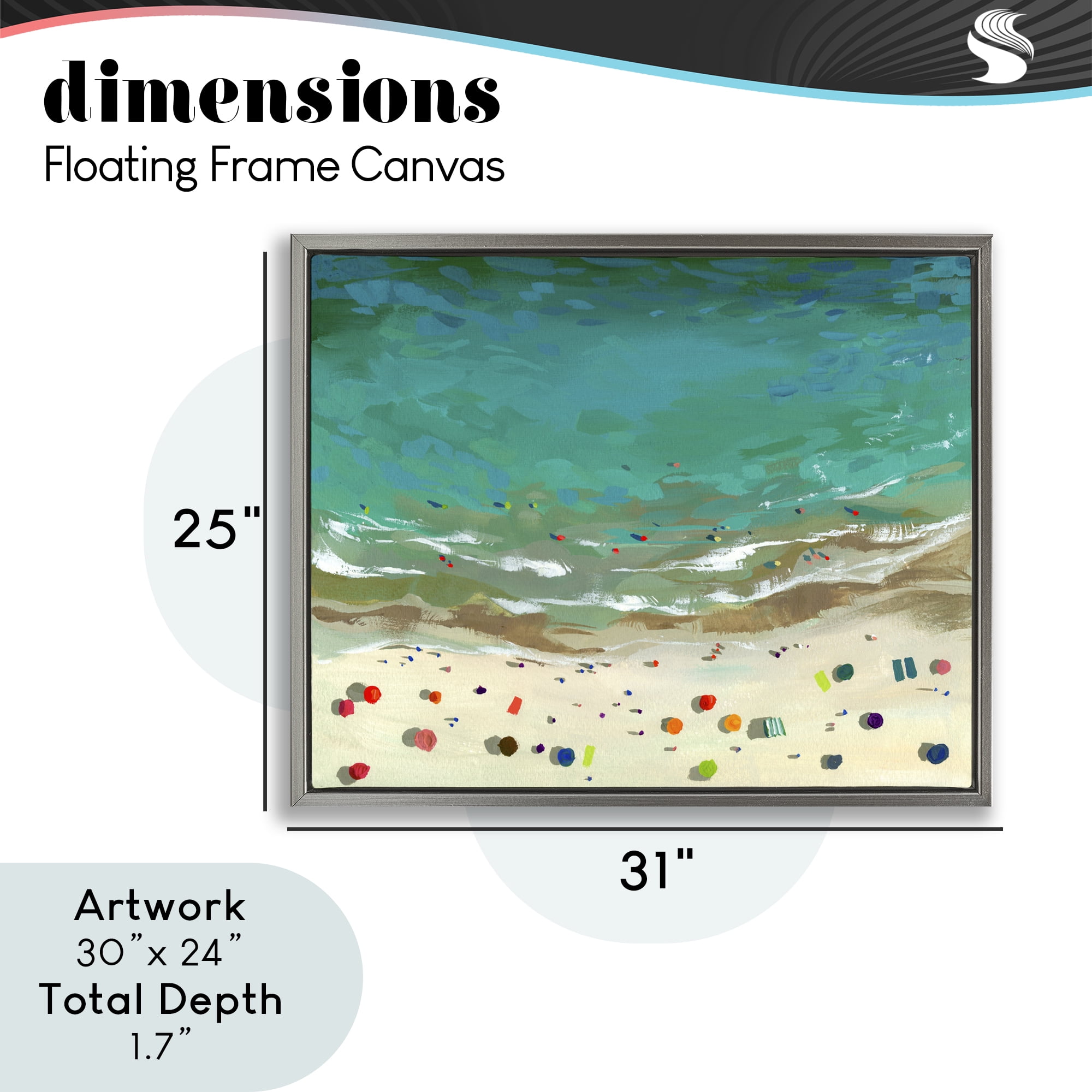 Stupell Industries Aerial Turquoise Shoreline Gray Framed Floater Canvas Wall Art, design by Brook Page