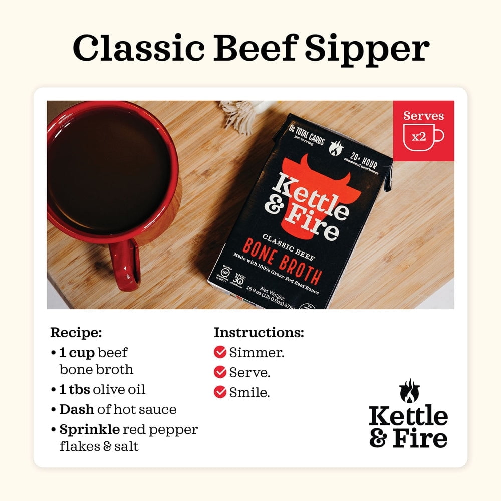 Kettle & Fire Classic Beef Bone Broth 16.9 oz (Pack Of 4)