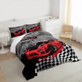 thumbnail image 3 of Manfei Red Racing Car Full Size Comforter Sets 3-Piece for Boys, Speed Sports Car Bedding Comforter Set, Black White Plaid Flag Bedding Sets, Super Cozy Room Decor, 3 of 8