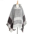 thumbnail image 2 of Womens Pullover Poncho Sweater with Hood Cloak Plaid Shawl Loose Fitting Ponchos Wraps Baggy Cape for Fall Winter, 2 of 3