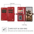 thumbnail image 6 of Feishell Magnetic Detachable Wallet Case for Samsung Galaxy S25 Ultra,with Wrist Strap,Premium PU Leather Magnetic Buckle Credit Card Slots & Cash Pocket Shockproof Phone Case for Women Men,Red, 6 of 9