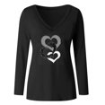 thumbnail image 4 of Love Heart Print T Shirt Women Funny Valentine's Day V Neck Tee Shirt Love Heart Graphic Long Sleeve Tops Gifts, 4 of 5