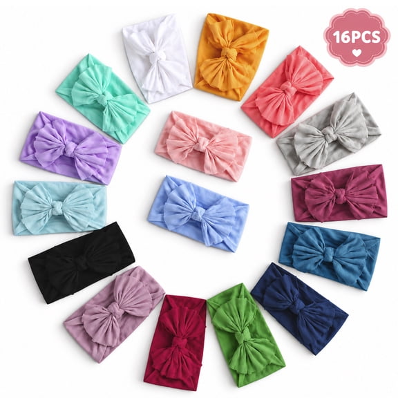 Baby Nylon Headbands Hairbands Elastics Hair Accessories for Baby Girls Newborn Toddlers Kids Gifts, 16PCS