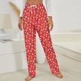 thumbnail image 3 of Red Floral Winter Female Pants Flannel High Waist Women Pants Lady Warm Straight Leg Plush Trousers, 3 of 7