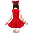 thumbnail image 5 of KelaJuan Women Christmas Dress Set, Short Sleeve Velvet Dress with Hairband Bracelet Cosplay Party, 5 of 6