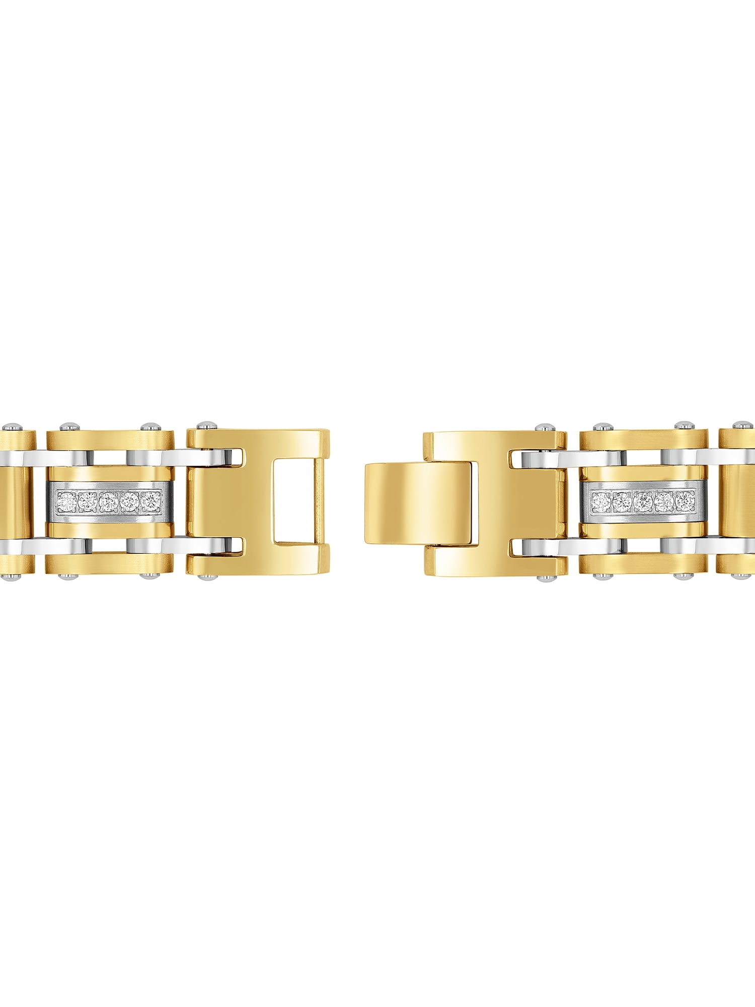 Men's Two-Tone Stainless Steel Cubic Zirconia Bracelet - Brilliance Fine Jewelry