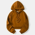 thumbnail image 2 of VISALY Hoodies Pullover Drawstring Sweatshirt Solid Color Pullover Comfortable Women Loose Long Sleeve Women's Wear Oversized Sweatshirt Womens Sweatshirts Womens Hoodies Pullover Brown S, 2 of 3