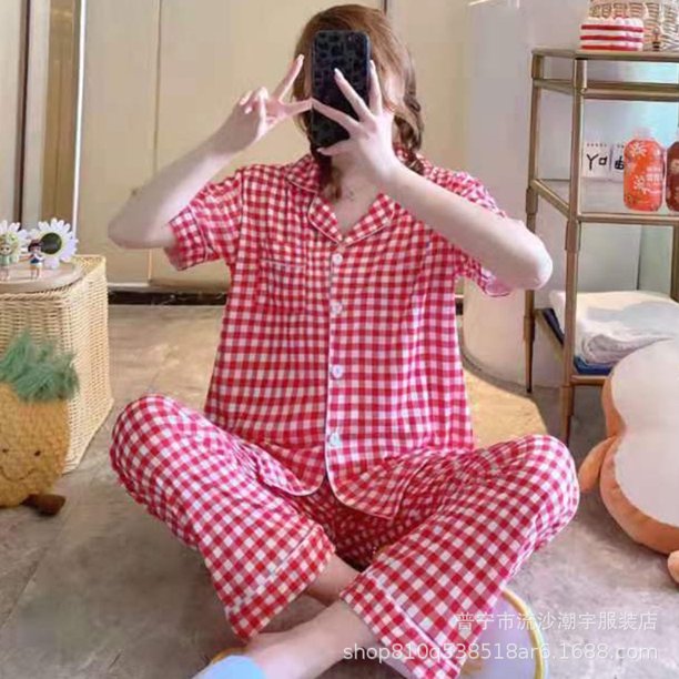 Pijama de dibujos animados para mujer del sudeste asiático, pantalones de manga corta, temporada de otoño y verano, ropa para el hogar, venta al por mayor, ropa de dormir cómoda y bonita