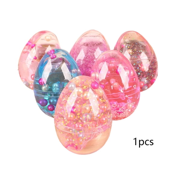 HWRETIE Fidget Juguete,Random Color Colorful Egg Pearl Crystal Mud Transparent Lime Mud Pearl Mud Sea Foaming Gel Easter Decorative Juguetes