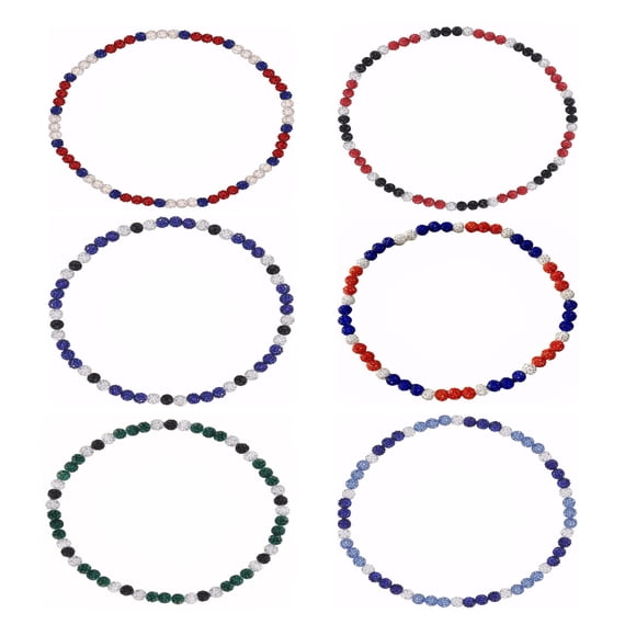Collar de cuentas de béisbol para hombres y mujeres, inspirado en jugadores de béisbol, unisex, con discoteca de rhinestones, joyería-regalo para amantes del béisbol (6 piezas)