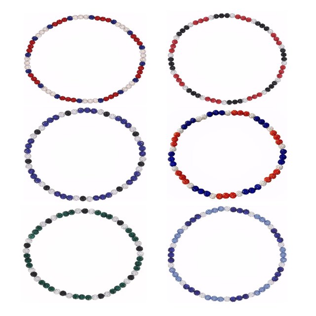 Collar de cuentas de béisbol para hombres y mujeres, inspirado en jugadores de béisbol, unisex, con discoteca de rhinestones, joyería-regalo para amantes del béisbol (6 piezas)