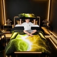 thumbnail image 3 of meiyoeat Neon Lightning Gaming Twin Bedding for Boys Girls, Electric Gamer Duvet Cover Set, Yellow Green, Black Reversible2 Pieces, 1 Duvet Cover and 1 Pillowcase, 3 of 7