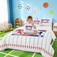 thumbnail image 3 of Manfei Sport Twin Bedding, Baseball Gaming Bedding Comforter Set, Red Navy White, Reversible 7pcs, 3 of 6