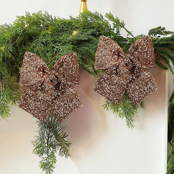 Mariposas navideñas de tela con lentejuelas y purpurina, colgante para árbol de Navidad, decoración colgante, accesorios de decoración