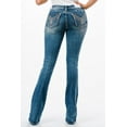 thumbnail image 3 of Grace in LA Women's Stone Washed Blue Embroidered Pockets Stretch Bootcut Jeans (25, Blue), 3 of 3