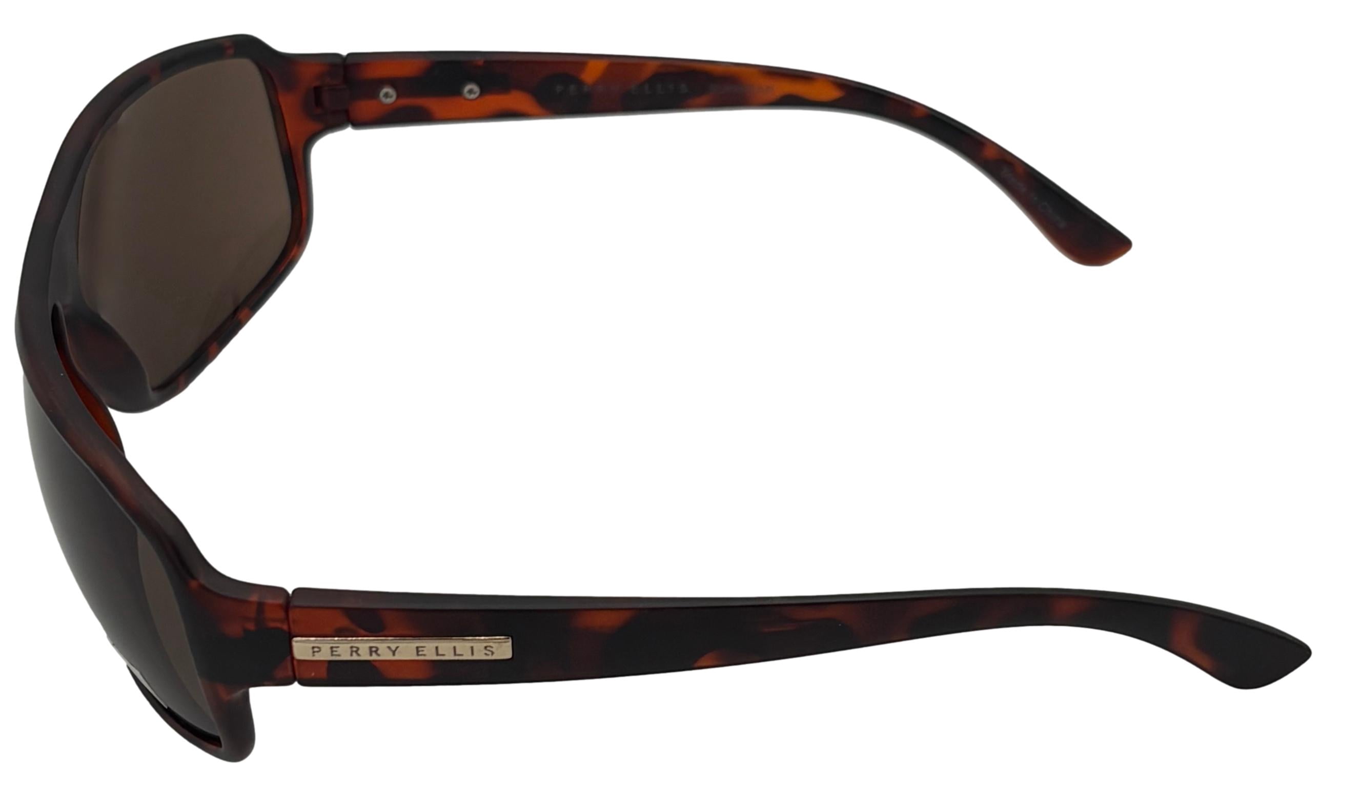Perry Ellis Matte Demi Plastic Men's Sport Wrap Sunglasses, Brown Lens
