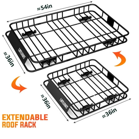 54" Heavy Duty Steel Roof Rack Basket Lockable Cargo Carrier for SUV/Truck