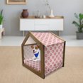 thumbnail image 3 of Flower Pet House, Abstract Romantic Spring Blossoms on Wavy Lines Lattice Style Backdrop, Outdoor & Indoor Portable Dog Kennel with Pillow and Cover, 5 Sizes, Rose Dark Coral White, by Ambesonne, 3 of 5