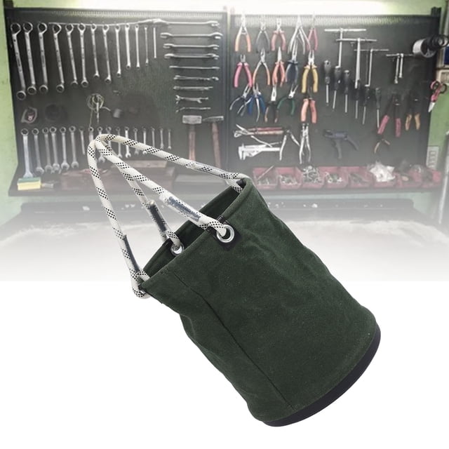 Canvas Bucket, Wide Opening Oval Tool Bucket Organizer with Plastic Bottom, Tote Garden Tools Bag Work Bucket Is Load Rated Up to 30KG