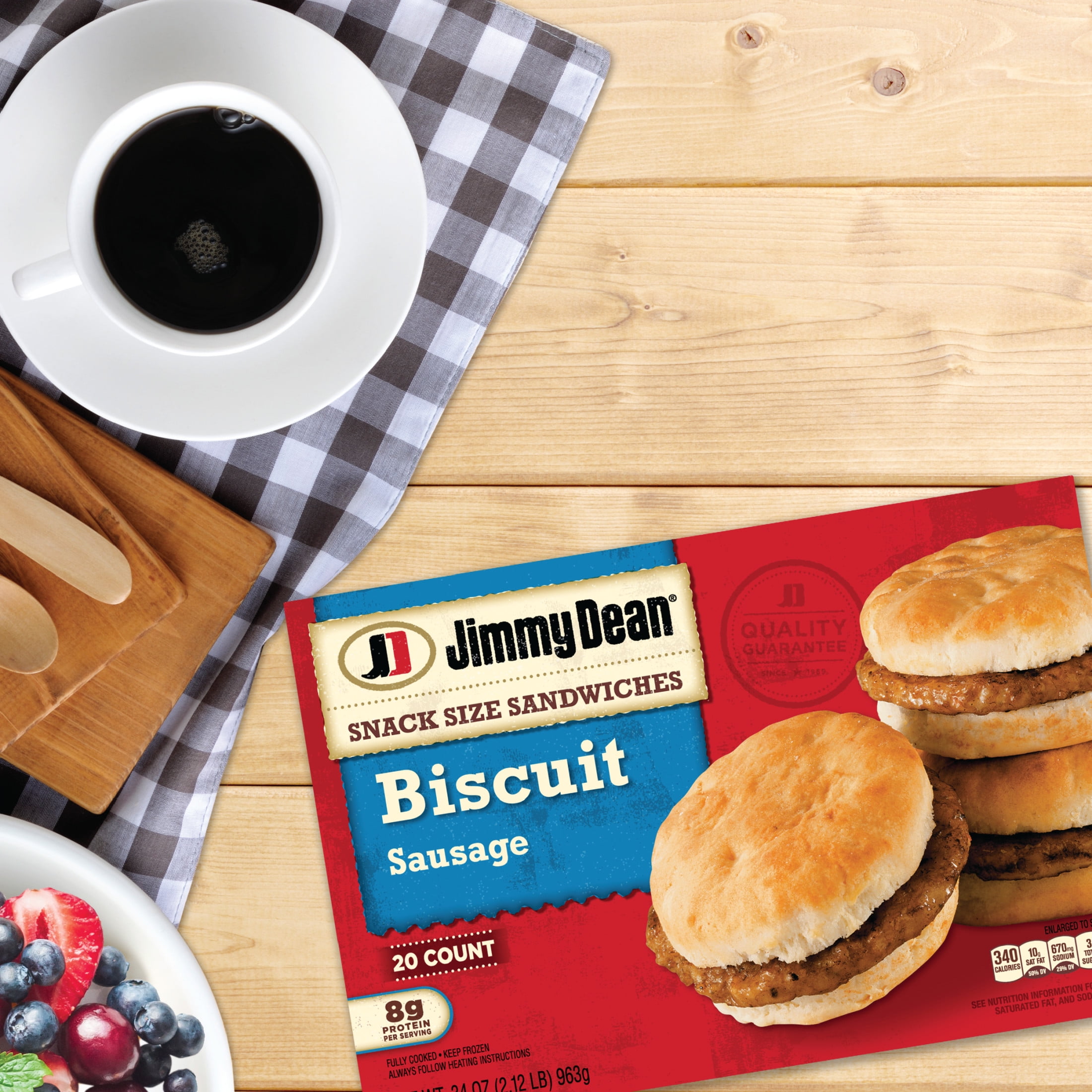 Jimmy Dean Frozen Breakfast Sandwich, Snack Size Sausage Biscuit, 34 oz, 20 Count