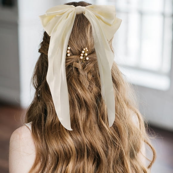HONITANO 2Pcs Big Bow Hair Clips with Unique Design Assorted Colors Comfortable Metal and Cloth Accessories