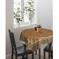 thumbnail image 4 of Brown Red Floral Boho Suqare Tablecloth - 60 x 60 Inch, Vintage Ethnic Tribe Abstract Art Waterproof & StainResistant Tablecloth, Washable Oil-proof Table Cover for Dining/Party/Wedding/Buffet, 4 of 9