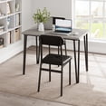 thumbnail image 1 of 4-Piece Industrial Desk and Chair Set, Space-Saving Rectangle Table with Metal Frame and Wooden Tabletop, PU Leather Chairs for Workspace, Apartment, or Small Dining Room, Grey, 1 of 8