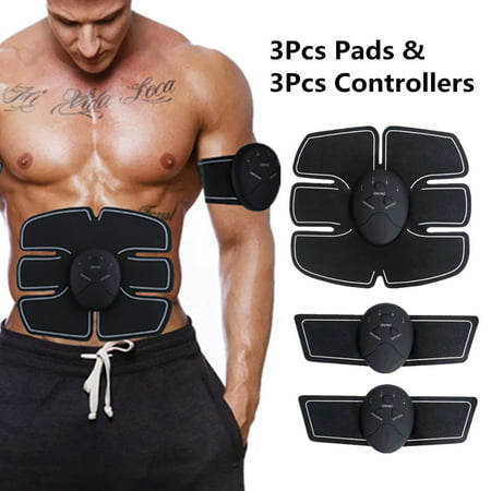 6Pcs/set ABS Stimulator, Abdominal Muscle Trainer Body Fit Home Exercise Shape Fitness Workout 3Pcs Pads & 3