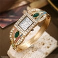 thumbnail image 4 of New Square Diamond-Encrusted Bracelet V-shaped Water Drop Gemstone Women's Quartz Watch, 4 of 7
