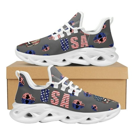 

American Flag Dog Paw Cute Love Heart Versatile Comfortable Women s Sneakers Lightweight Slim Fit Flats Walking Shoe
