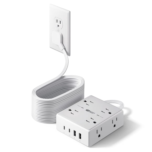 Cable de extensión SUPERDANNY de 20 pies con 8 salidas y 4 puertos USB