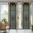 thumbnail image 5 of Outdoor Curtains for Patio Waterproof, Turquoise Vintage Door Outdoor Privacy Panels Grommet, Countryside Barn Abstract Art Blackout Outside Curtains for Porch/Cabana/Pergola/Gazebo 54"x95", 2 Panels, 5 of 8