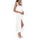 thumbnail image 5 of Sunloudy - Vestido informal para mujer, color sólido, doble lazo lateral, parte inferior con tirantes, abertura alta, dobladillo con volantes, vestido largo Sunloudy moda, 5 of 9