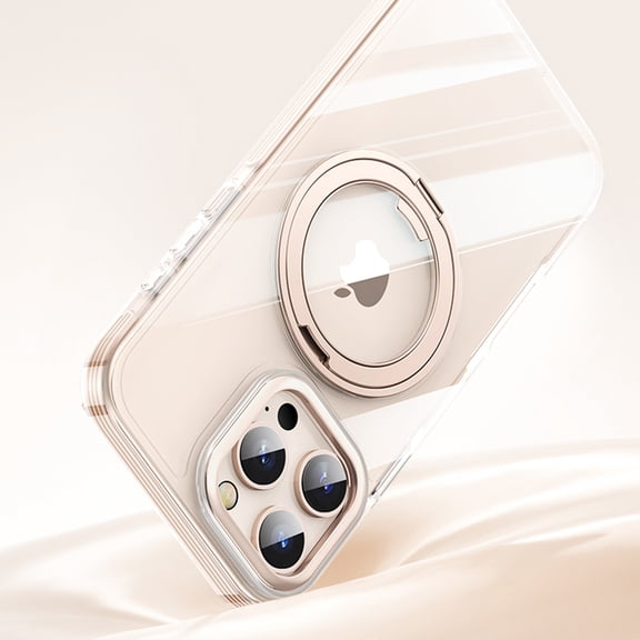 Allytechgroup Magnetic Case for Apple iPhone 14 Plus, Compatible with Magsafe Magnetic Ring Holder Shockproof Anti-Scratch Clear Back Cover Phone Case for iPhone 14 Plus, Gold