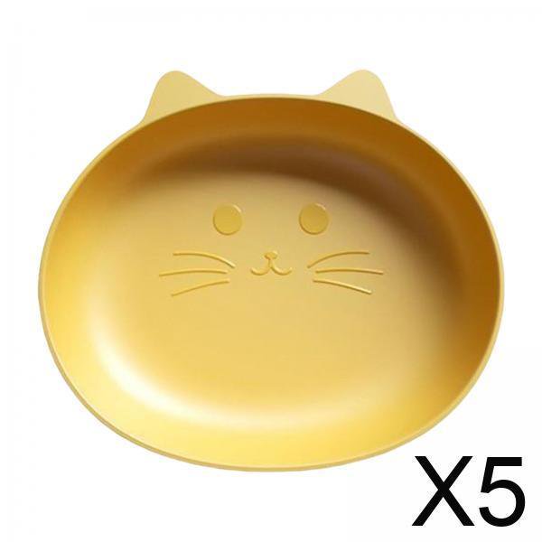5x Plato Para Escupir Huesos De Escritorio Plato Para Basura Organizador Para Pasteles Vajilla Para El Hogar Vajilla Con Forma De Gato Amarillo