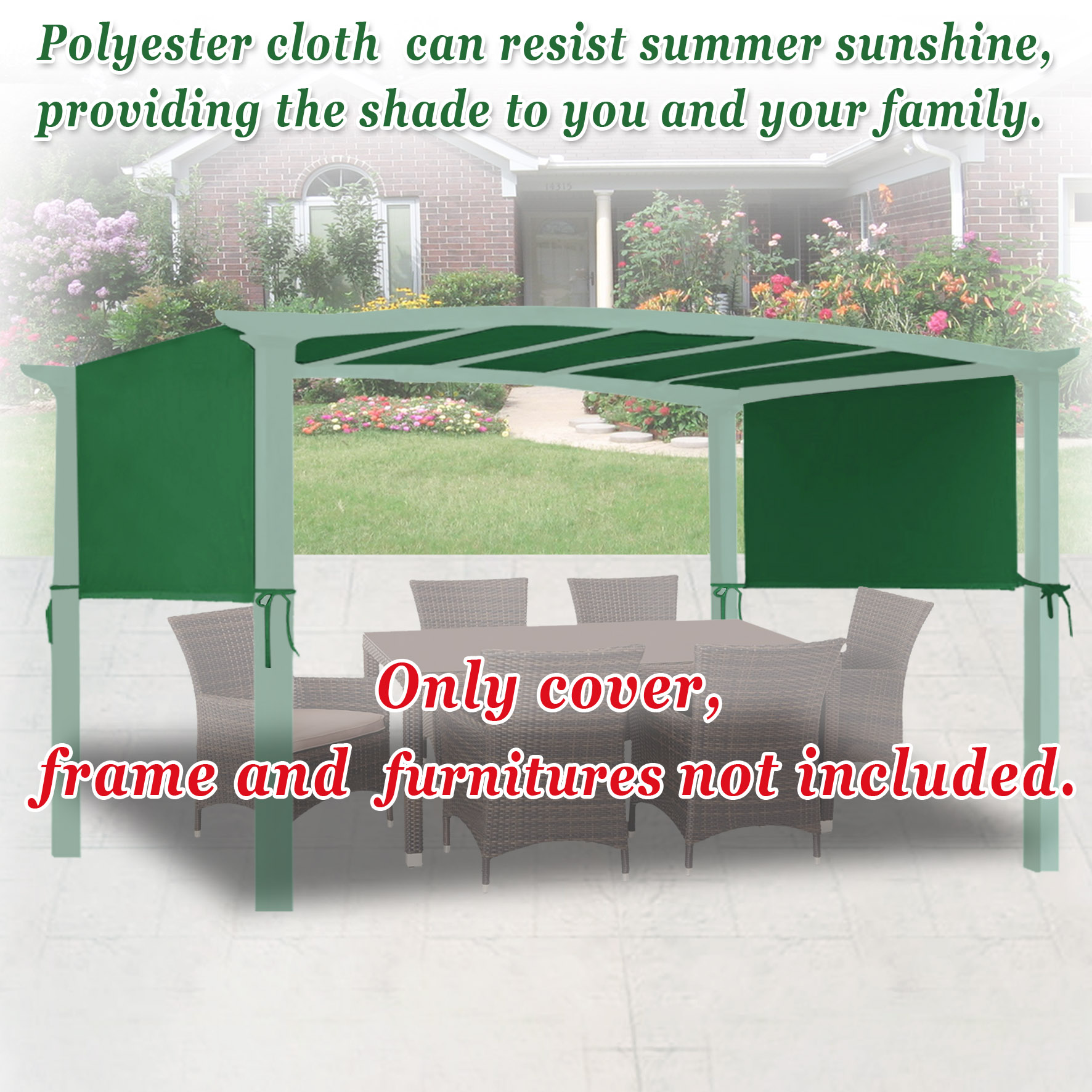 SUNNY 17x 6.7 Ft Universal Replacement Canopy for Pergola Structure Outdoor (Canopy Only) (Green)