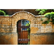 Design Pics DPI1974861LARGE New Mexican Doors New Mexico Details of Old Stone Doorway & Garden Poster Print, 34 x 22 - Large