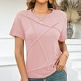 thumbnail image 2 of Plebaso T-Shirts à Manches Courtes pour Femmes, Col Ras du Cou Décontracté, T-Shirts de Couleur Unie, Confortables, d'Été, Basiques pour Femmes, 2 of 7
