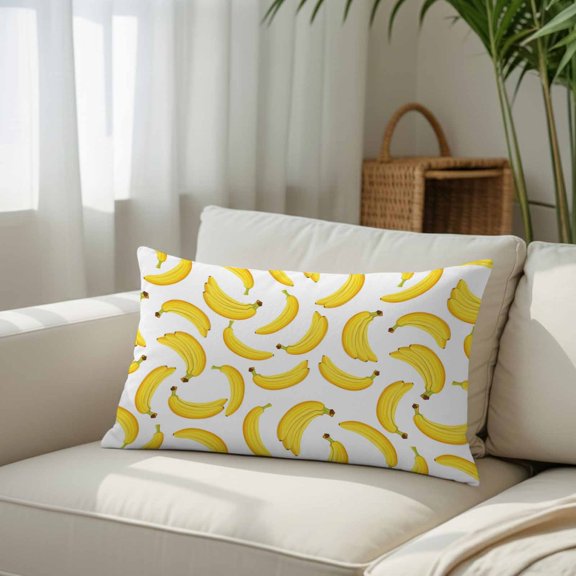 Watercolor Yellow Banana Throw Pillow Covers, Decorative Pillow Covers With Hidden Zipper Soft Brushed Microfiber Fabric, Classic Summer Country Fruit Pillowcases for Couch Bed 12x20in