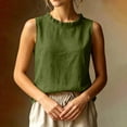 thumbnail image 5 of Women's Ruffle Trim Sleeveless Tank Top Summer Loose Fit High Neck Plain Shirts Casual Comfy Boho Beach Travel Tops Army Green, 5 of 6