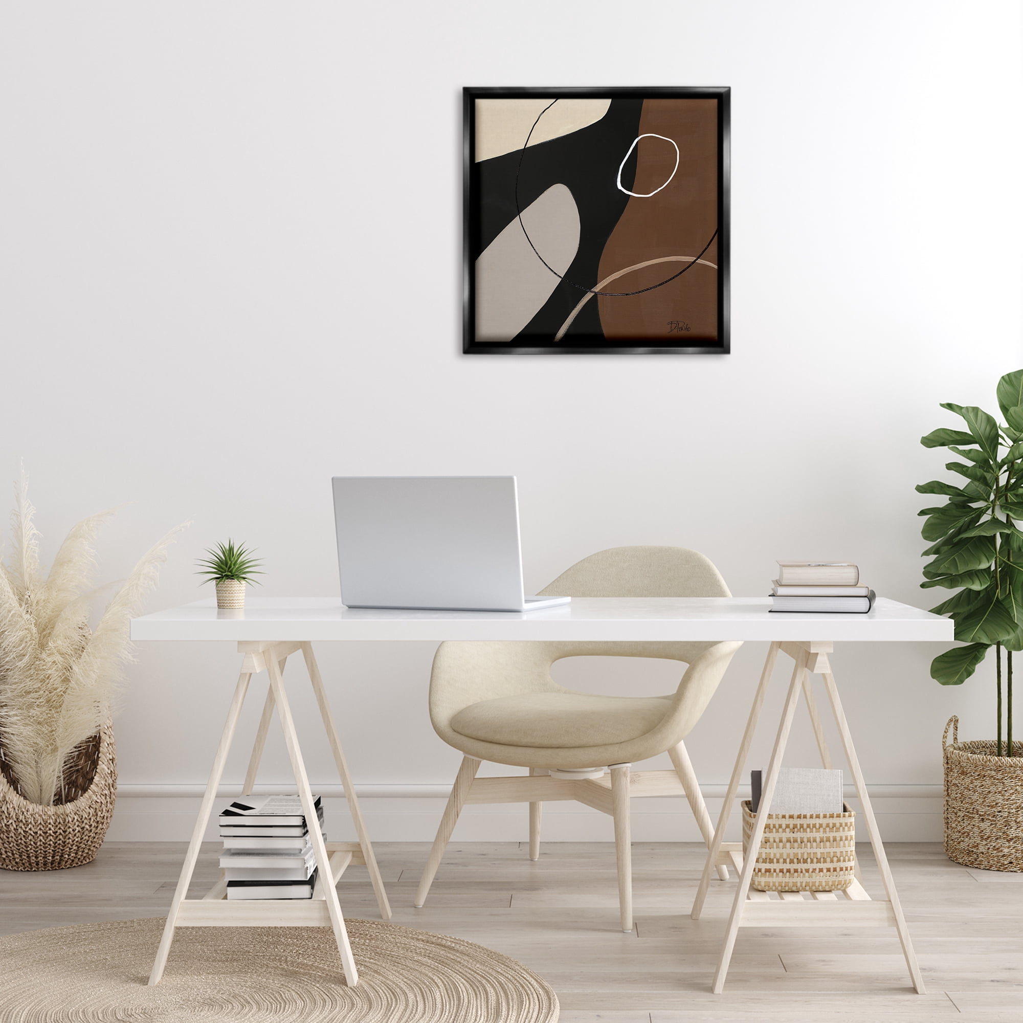 Stupell Industries Minimal Project Shapes Abstract Painting Black Floater Framed Canvas Art Print Wall Art, 25 x 25