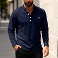 thumbnail image 2 of KHONTS Men's Long Sleeve Henley Shirts Cotton 3-Button Fall Casual T-Shirts Solid Color Soft Basic Tops Navy XXL, 2 of 5