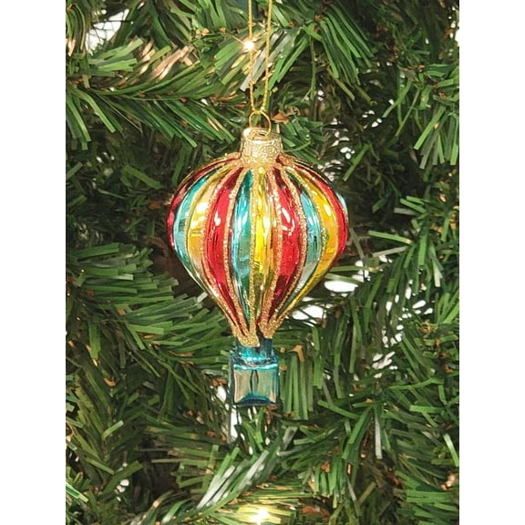 Multicolored Hot Air Balloon Glass Christmas Ornament F07M7-34-LH76-23074